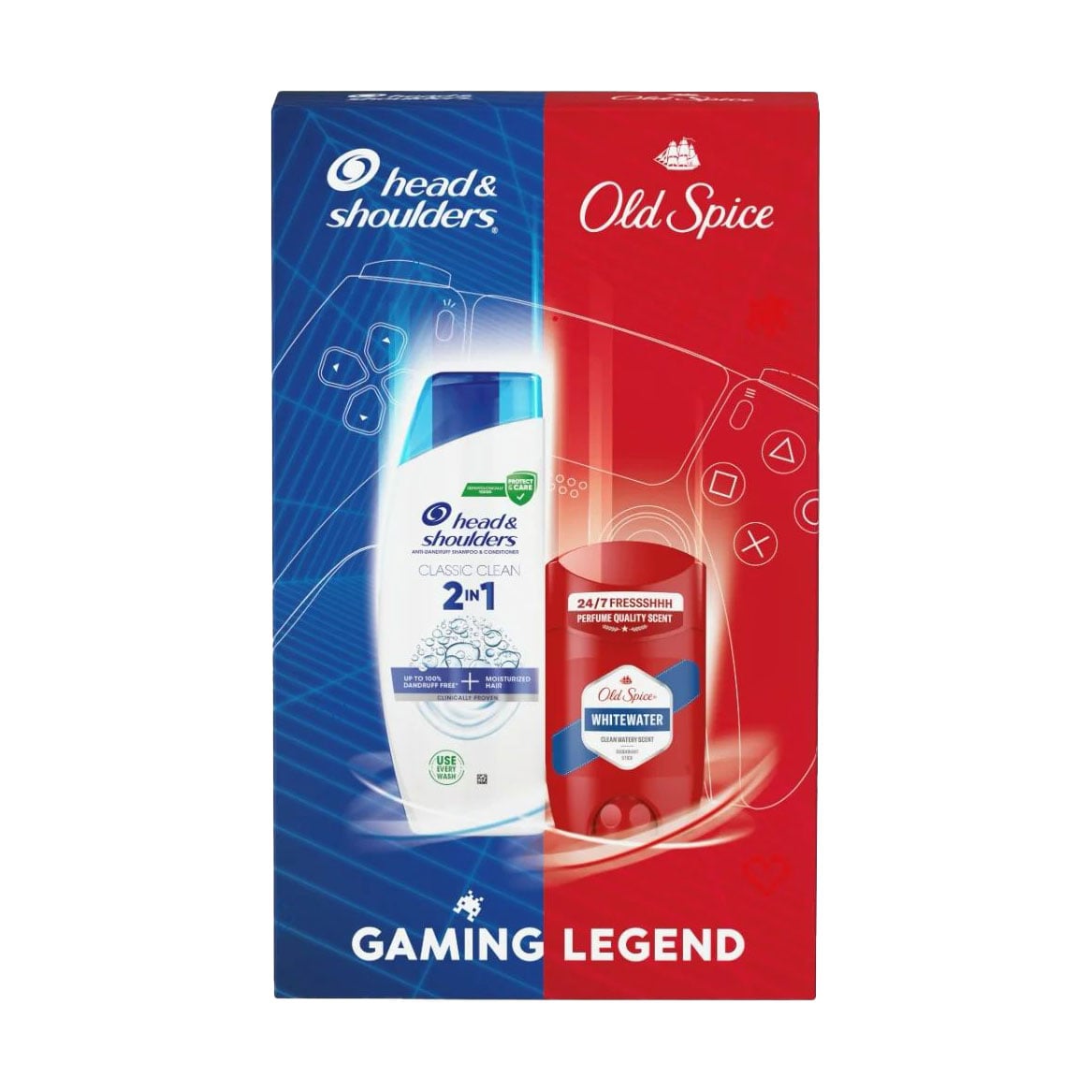 Подарунковий набір чоловічий Head &amp; Shoulders (шампунь Head &amp; Shoulders 2 в 1 Classic Clean, 330 мл + дезодорант-стік Old Spice Whitewater, 50 мл)